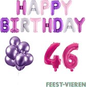46 jaar Verjaardag Versiering Ballon Pakket Pastel & Roze
