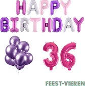 36 jaar Verjaardag Versiering Ballon Pakket Pastel & Roze