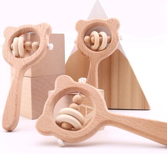 Perzique Houten Rammelaar - Organisch hout - baby speelgoed hout | bol.com