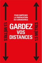 Pickup autocollant au sol GARDEZ VOS DISTANCES rouge-noir vloersticker -