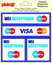 Pickup Pictogram 15x15 cm 4 op 1 - Wij accepteren Maestro Visa