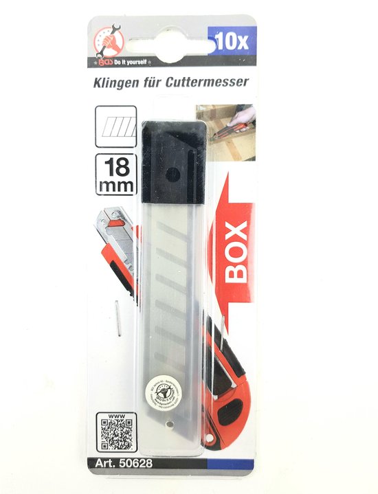 Verpakking met 10 reservemesjes van 18 mm voor een stanleymes.