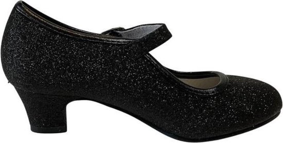 Spaanse schoentjes half open - glitters - roze - dubbele band Spaanse schoentjes half open - glitters - roze - dubbele band