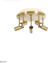 Cato plafondlamp (5 spots + indirecte licht) Geborsteld Messing (Dimbaar)