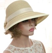 Dameshoed strohoed zomerhoed zonnehoed met brede rand kleur naturel beige maat one size