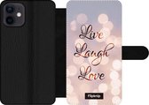 Wallet case - geschikt voor iPhone 12 Mini - Live Laugh Love