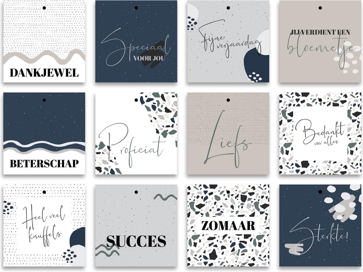 Cadeaulabels | Set 24 stuks | Cadeaukaartje | 75 x 75 mm | Inpakken | MOODZ design