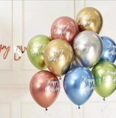 LOHECO® Ballonnen-15 stuks  Latex Ballonnen met Opdruk "Happy Birthday"  - Gratis Ballonnen Slinger - Verjaardag - Feesten en Partijen