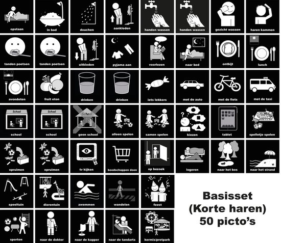 Afbeelding van het spel Magnetische picto's | Startpakket Basis (korte haren) | Planbord + 50 picto's + bewaarblik