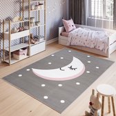 Tapiso Pinky Vloerkleed Grijs Kinderkamer Kleed Dieren Speeltapijt Maat- 200x300