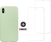 BMAX Telefoonhoesje voor iPhone XS Max - Siliconen hardcase hoesje mintgroen - Met 2 screenprotectors