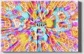 Concept Creation - Schilderij - Abstract Multikleuren Bitcoin Cryptoart Cryptocurrency Digitaal Moderne Kunstwerk Nft Art Ethereum - Multicolor - 60 X 90 Cm