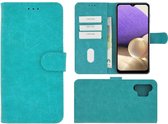 Samsung Galaxy A32 Hoesje - 5G - Bookcase - Pu Leder Wallet Book Case Turquoise Cover