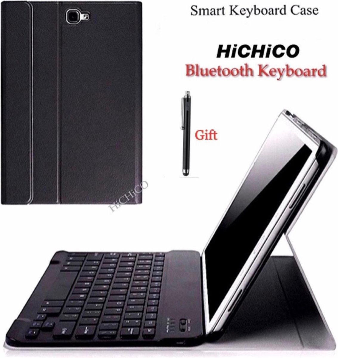 Apple iPad Air / Air2 (2017 / 2018) HiCHiCO Smart Keyboard Case Zwart - Magnetically Detachable - Wireless Bluetooth Keyboard hoesje met toetsenbord en Stylus Pen - HiCHiCO