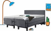 Boxspring Elektrisch - 140 x 200 Antraciet Skai - Pocketvering - Gratis Topmatras