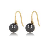 My Bendel gouden oorhangers met zwart keramieken bol - Goudkleurige oorbellen met zwart keramieken bol - Met luxe cadeauverpakking