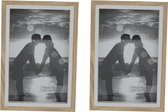 4x Stuks houten Fotolijstjes 17 x 12 cm - geschikt voor een foto van 15 x 10 cm - Hangend en/of staand gebruik