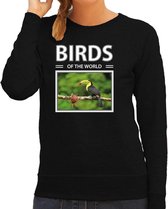 Dieren foto sweater Toekan - zwart - dames - birds of the world - cadeau trui vogel liefhebber XS
