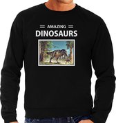 Dieren foto sweater T-rex dino - zwart - heren - amazing dinosaurs - cadeau trui Tyrannosaurus Rex dinosaurus liefhebber S