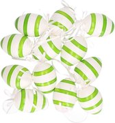 Groen/wit gestreepte hangdecoratie paaseieren 24x stuks - Pasen versieringen