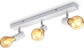B.K.Licht - Plafondlamp - plafondspot met 3 lichtpunten - witte spotjes - industrieel - draaibar - kantelbaar - opbouwspots - plafoniere - excl. E27