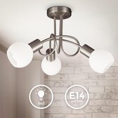 B.K.Licht - LED Plafondlamp - plafondspots met 3 lichtpunten - draaibar - met glazen kap - witte spotjes - woonkamer lamp - incl. lichtbronnen E14 - warm wit licht