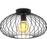 B.K.Licht - Decoratieve Zwarte Plafondlamp - industriële - ronde - metaal - draad - plafonniére - Ø40cm - met E27 fitting - excl. lichtbron