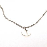 Ketting alfabet rond T - Zilver