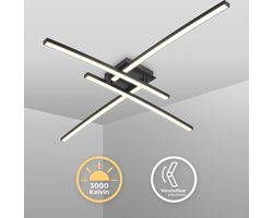 B.K.LICHT - LED Plafonniére - zwarte plafondlamp - draaibar - woonkamer lamp met warm wit licht 3.000K - 2.200Lm - 20W
