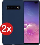 Samsung S10 Hoesje Siliconen Case Cover - Samsung Galaxy S10 Hoesje Cover Hoes Siliconen - Donker Blauw - 2 PACK