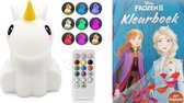 Nachtlampje Voor Kinderen - Schattige Eenhoorn Siliconen LED-Nachtlampje Met Aanraaksensor - Draagbaar - USB- Oplaadbaar Nachtlampje Voor Kinderen - Gratis Frozen II Kleurboek.