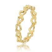 My Bendel - Ring goudkleurig met hartje - Goudkleurige ring met open hartjes patroon - Met luxe cadeauverpakking