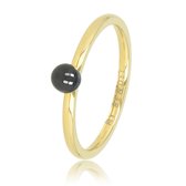 My Bendel - Aanschuifring - goud - zwart - Dames ring goud met 4 mm  zwart bolletje - Met luxe cadeauverpakking