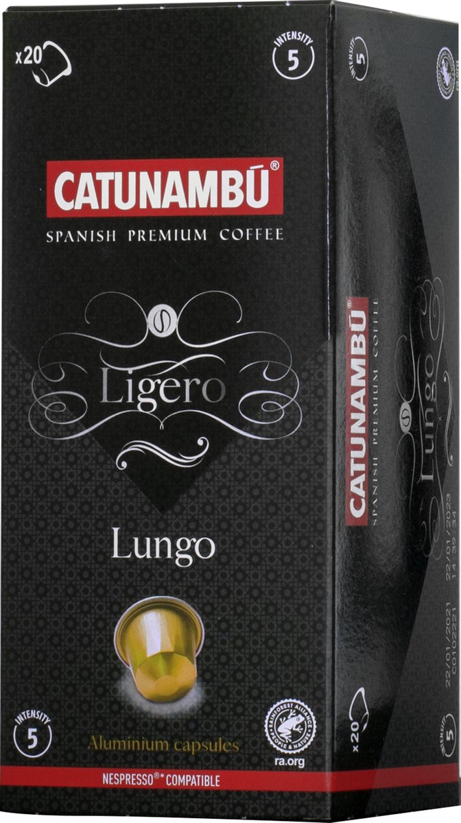 Catunambú koffie cups geschikt voor Nespresso® - Lungo Ligero 5 x 20 cups -  Nespresso... | bol.com