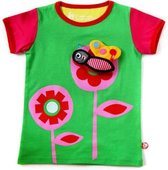T-shirt met speeltje - Bloem en plakvlinder  -  Fuchsia