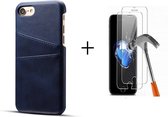 GSMNed –PU Leren Card Case iPhone 7/8 Blauw – hoogwaardig leren Card Case Blauw – Card Case iPhone 7/8 Blauw – Card Case voor iPhone Blauw – Pasjeshouder - met screenprotector iPho