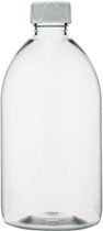Lege plastic fles 500 ml PET transparant - met witte ribbeldop - set van 10 stuks - navulbaar - Leeg