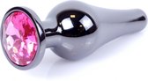 Power Escorts - Groot Formaat Butt plug 9.5 cm - vette Dia 3 cm - Super Stijlvol Dark Silver kleur met Roze Steen - Anaal plug - Opwindend en Stimulerend - Gemakkelijk gebruikbaar - Handige verpakking