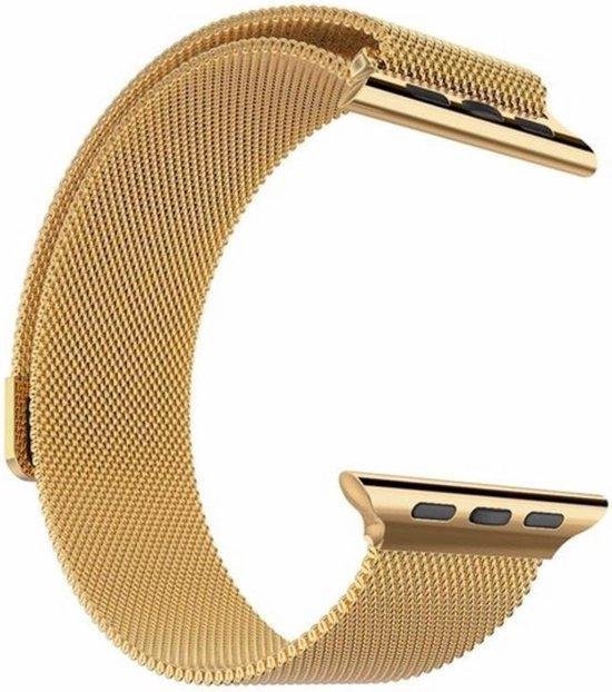bandje geschikt voor Apple Watch Milanese Horloge Band 38 MM Goudgeel - iWatch Watchband - Armband Bandje Roestvrij Staal - Merkloos