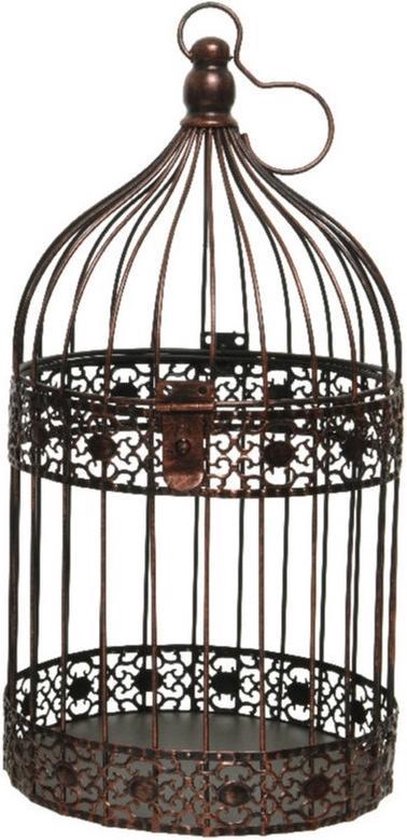 Cage à oiseaux décoration ancienne en cuivre rond 18 x 35 cm - Déco maison  -... | bol