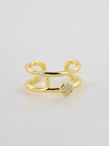 Ring dubbele crystal steentjes goud kleur