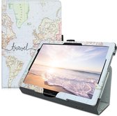 kwmobile hoes voor Huawei MediaPad M5 Lite 10 - Dunne tablethoes in zwart / meerkleurig - Met standaard - Travel Wereldkaart design