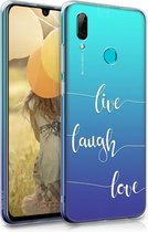 kwmobile telefoonhoesje voor Huawei P Smart (2019) - Hoesje voor smartphone in wit / transparant - Live Laugh Love design