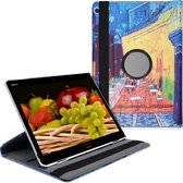 kwmobile hoes voor Huawei MediaPad M3 Lite 10 - 360 graden tablethoes - Café in Olieverf design - blauw / geel / oranje