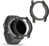 kwmobile 2x Hoes voor fitnesstracker voor Garmin Vivoactive 4 (45 mm) - Siliconenhoes voor sporthorloge zwart / transparant