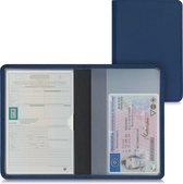 kwmobile hoes voor kentekenbewijs en rijbewijs - Beschermhoes met pasjeshouder in donkerblauw - Imitatieleer