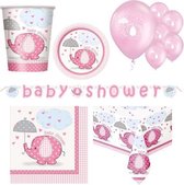 Babyshower pakket meisje - Roze - 42 delig pakket - Umbrellaphant - Babyshower versiering