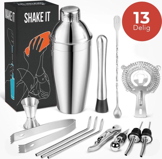KitchenBrothers 13 Delige RVS Cocktail Shaker Set
