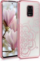 kwmobile hoes voor Xiaomi Redmi Note 9S / 9 Pro / 9 Pro Max - hoesje cover voor mobiele telefoons - case voor mobiele telefoons Bloemen tweeling design roze goud / roze goud / transparant