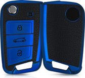 kwmobile autosleutelhoes compatibel met VW Golf 7 MK7 3-knops autosleutel - TPU beschermhoes in blauw / zwart - Autosleutelcover